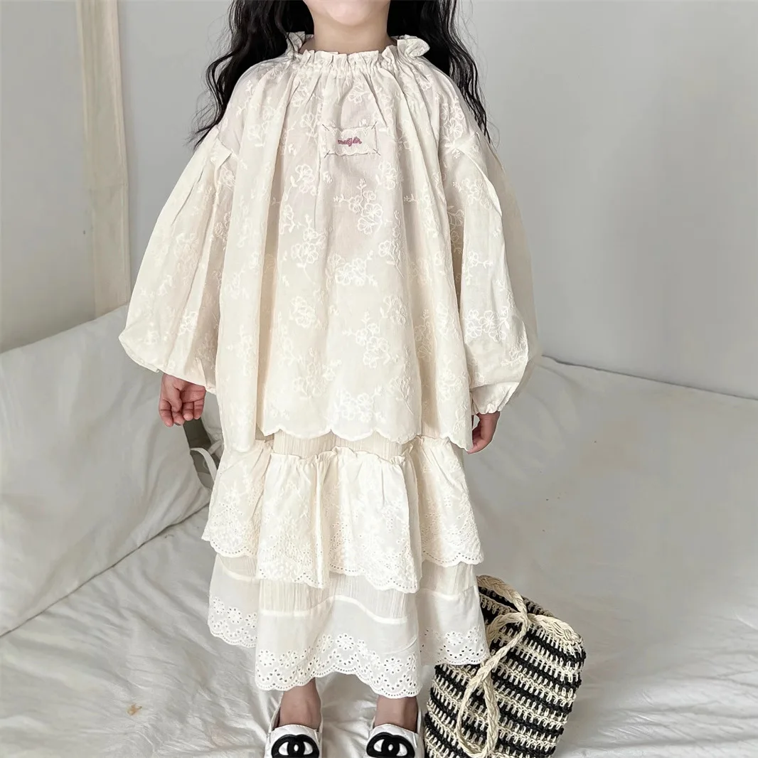Korean Children's Clothing Girls' Temperament Skirt Lace Splicing Heavy Industry Cake Skirt Lace Fairy Skirt Sweet