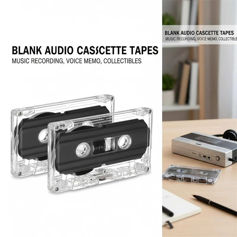 ♦2Pcs Blank Cassette Tapes 60-Minute Durable Audio Recording Retro Design For Teaching Diy Party Messages Speech Music Storage