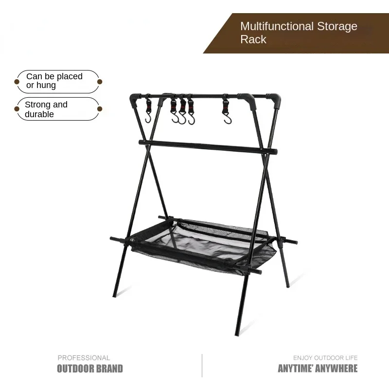 

Outdoor Camping Storage Rack Double Triangle Storage Rack Shelf Picnic Kitchenware Hanger