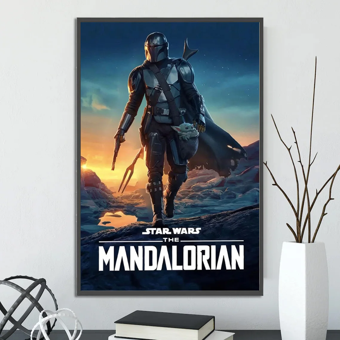 Star Wars Mandalorian Self-adhesive Poster Figures Home Decoration Painting Wall Art Computer Room Decor Kid Gift Yoda Wallpaper