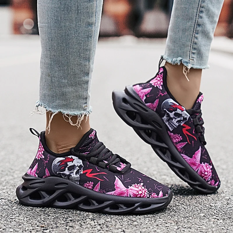 Moipheng Women Running Shoes Mesh Skull Print Pattern Sports Shoes Ladies Breathable Casual Platform Sneakers Zapatillas Mujer_voghion.com