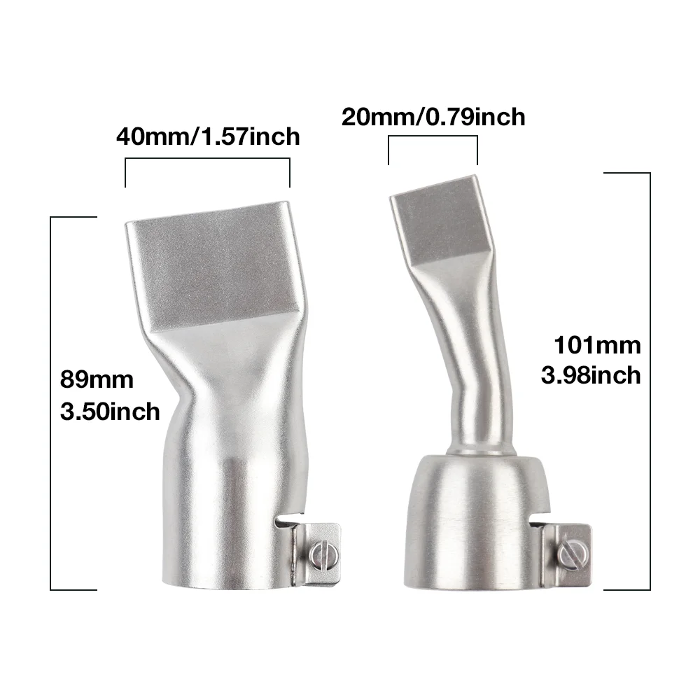 فوهة مسدس الهواء الساخن 40/20 مم، مناسبة لمسدس الهواء الساخن بقطر 32 مم، تستخدم في لحام أفلام البلاستيك PP وPVC وABS وما إلى ذلك، مادة الفولاذ المقاوم للصدأ المقاومة لدرجات الحرارة العالية