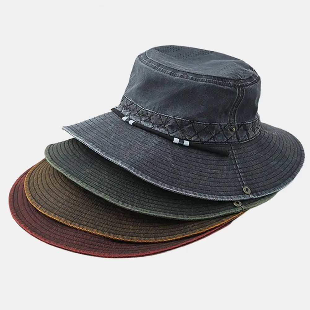 

Fisherman Hat Retro Style West Cowboy Bucket Hat with Adjustable Size Waterproof Quick Drying Sun Protection Hat Summer Fishing