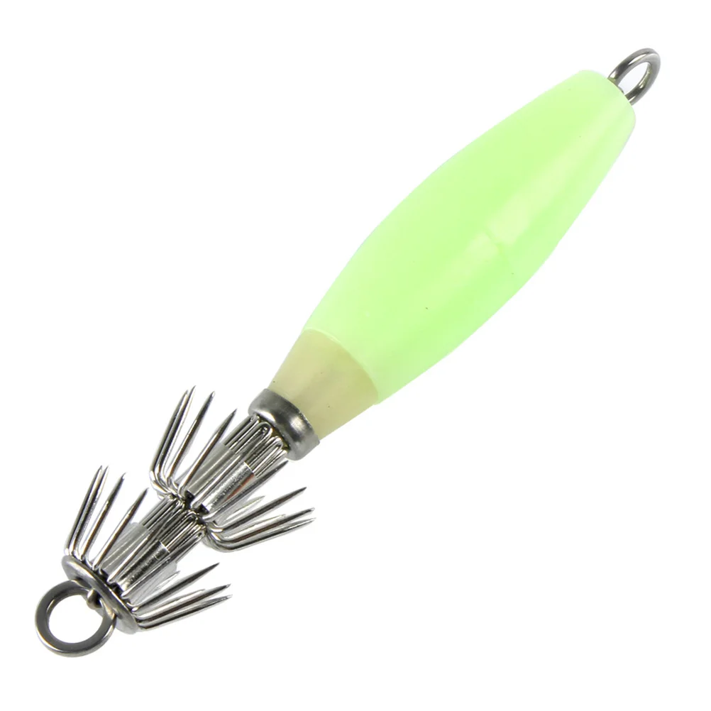 4 Pc Stainless Steel Lures Night Glowing Fishing Hook Bait Luminous Squid Deep Sea