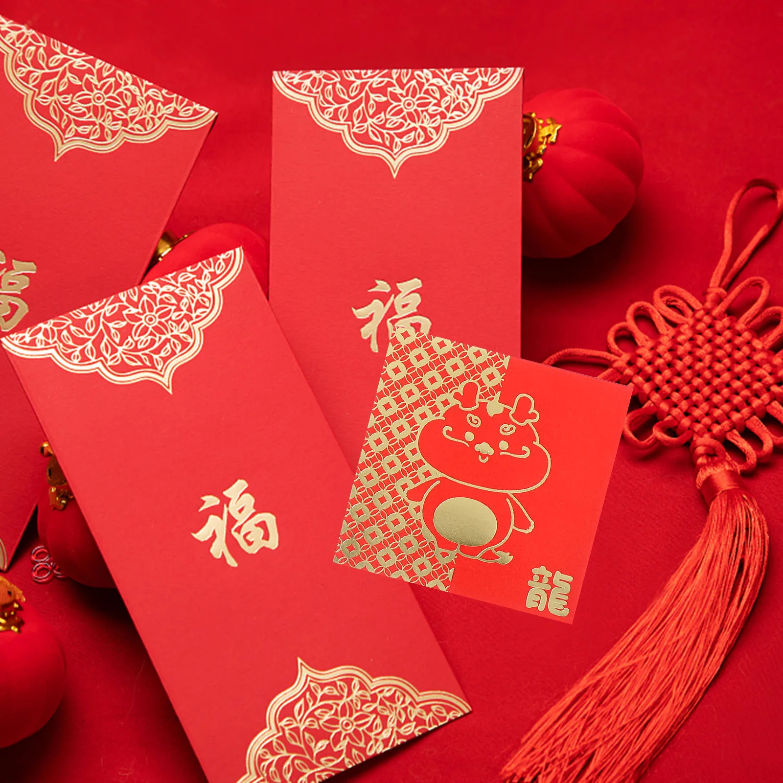 

24pcs New Year Lunar Spring Money Packet Paper Dragon Pattern Party Lucky Gift Creative Traditional Celebration Chinese
