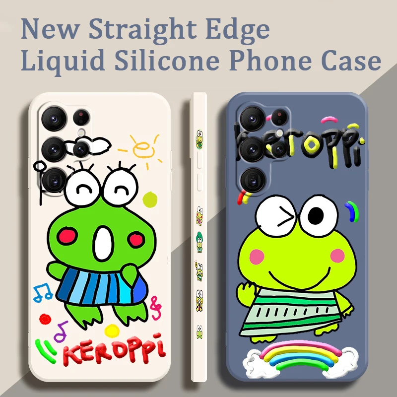 

Cute Big Eyed Frog Liquid Left Rope For Samsung Galaxy S24 S23 S22 S21 S20 FE S10 Ultra Plus Lite 5G Cover Funda Phone Case