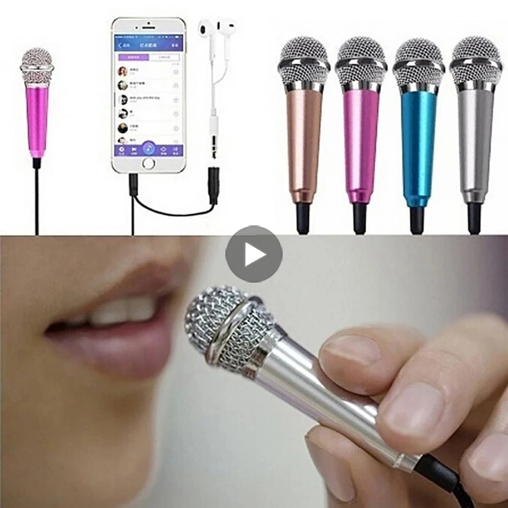 Mobile Cell Mini Microphone Mic For iPhone Android Phone PC Wired Karaoke Kid Children Computer Laptop Music Sound Microphon Kit