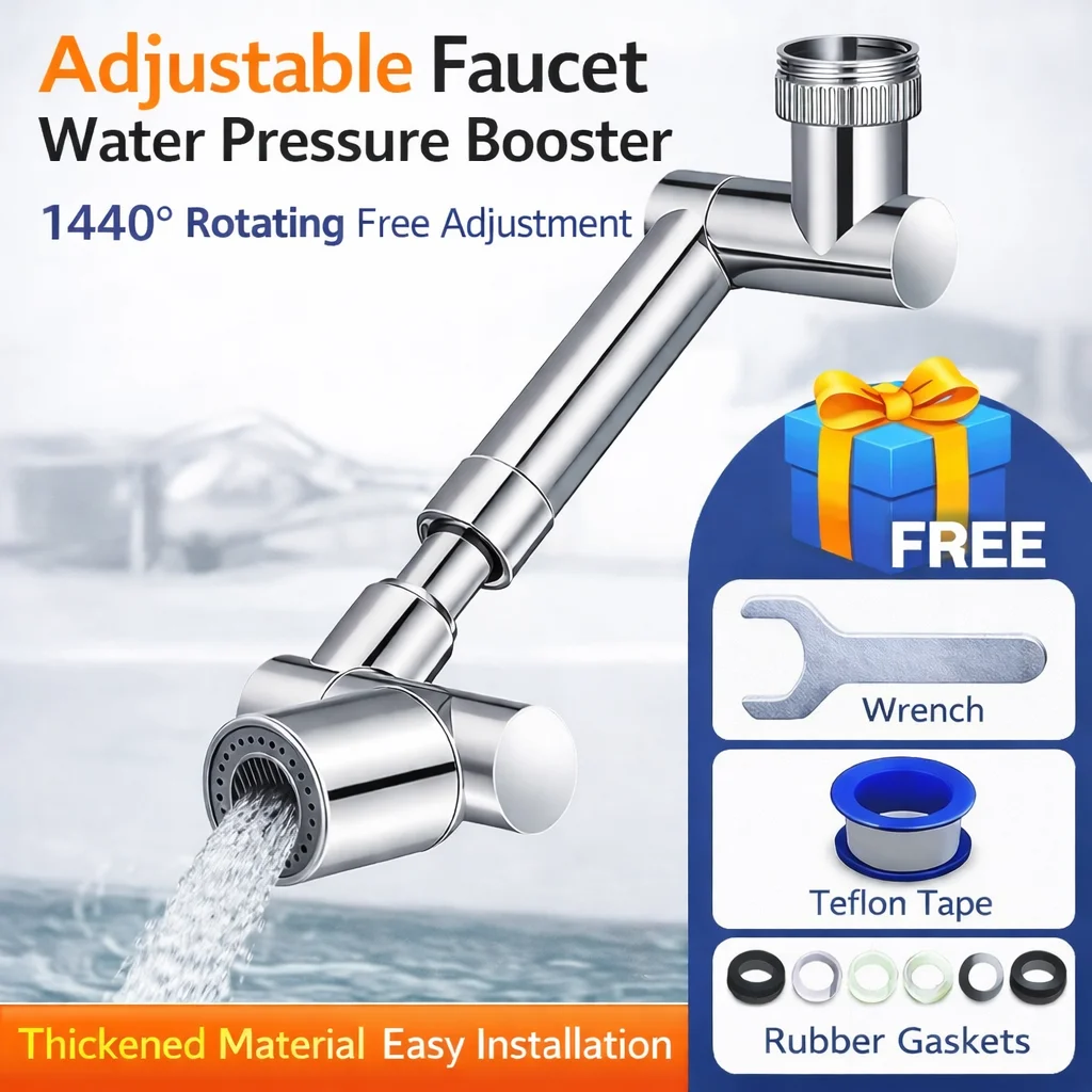 

1440° Rotating Faucet Extender Metal Tap Aerator Splash Proof Water Saving Filter Nozzle for Kitchen Bathroom