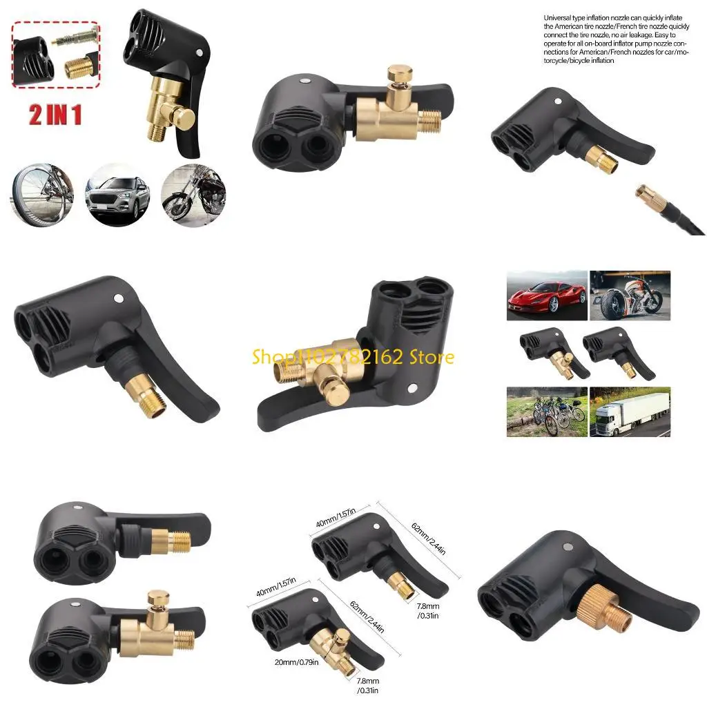 

547B Double Head Air Chuck for Bike Pumps Valves Systems Various Bicycles Tire Valves