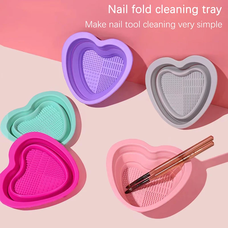 Silicone Makeup Brush Cleaning Bowl Puff Silicone Washing Pad Foldable Washing Brush Bowl Makeup Tool