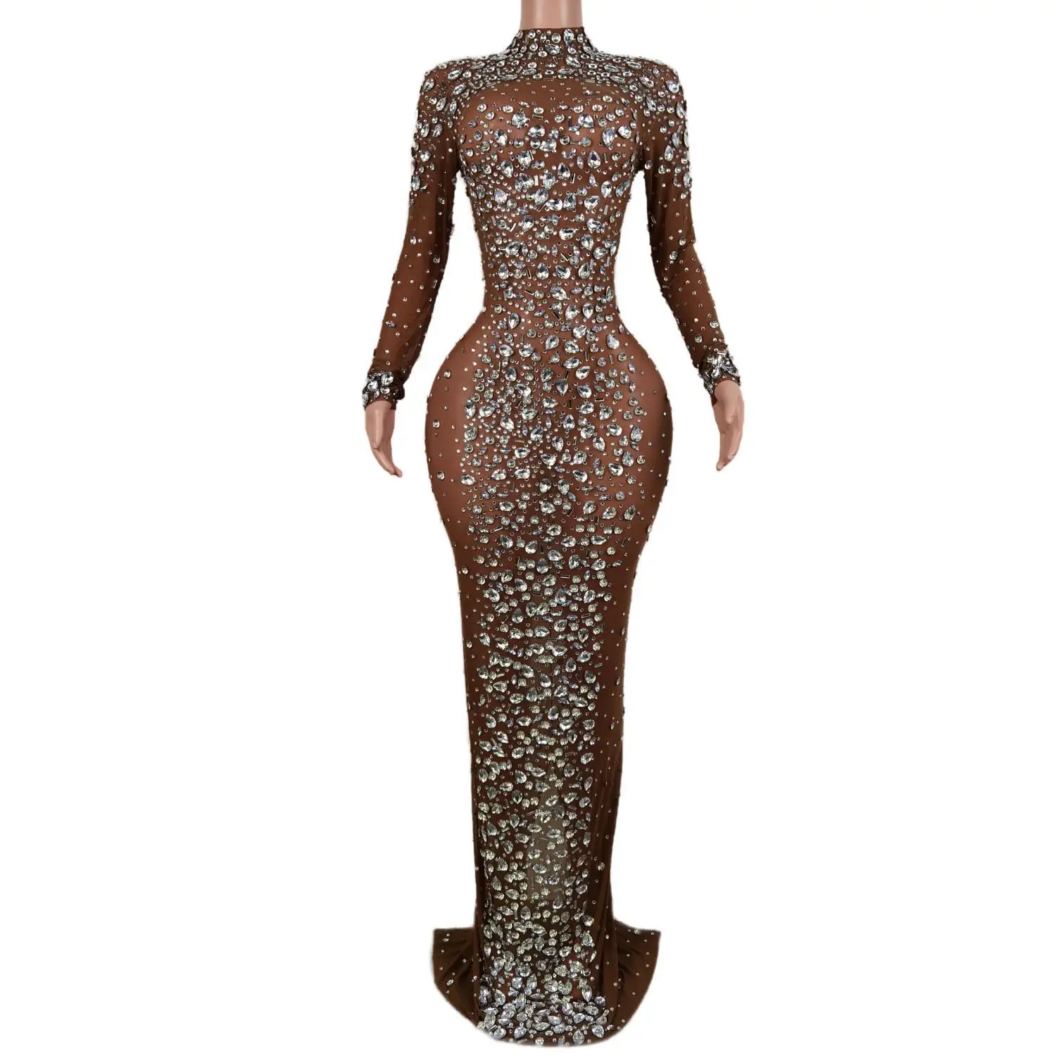 Luxury Diamond Beaded Evening Dress Women with Crystals Ladies Dress Casual Sexy Birthday Date Night Dress Sexy Costume Cuixing