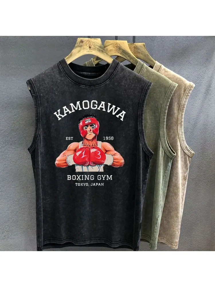 Nieuwe Heren Tank Top Anime Hajime Geen Ippo Grafische T-shirt Print Oversized Gym Kleding Vintage Wassen Mouwloos Vest Dames Y2k - afbeelding 2