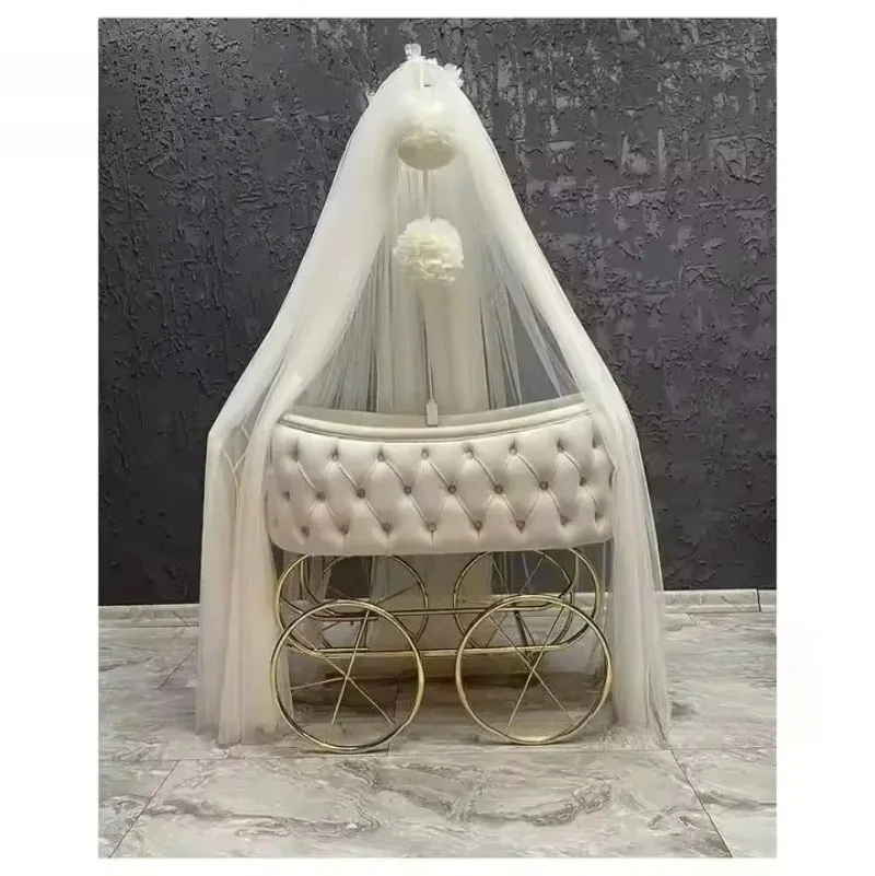Modern Multifunctional Baby Cradle Comfor  Metal Crib Convenient Function Bedroom Restaurant Hotel Use