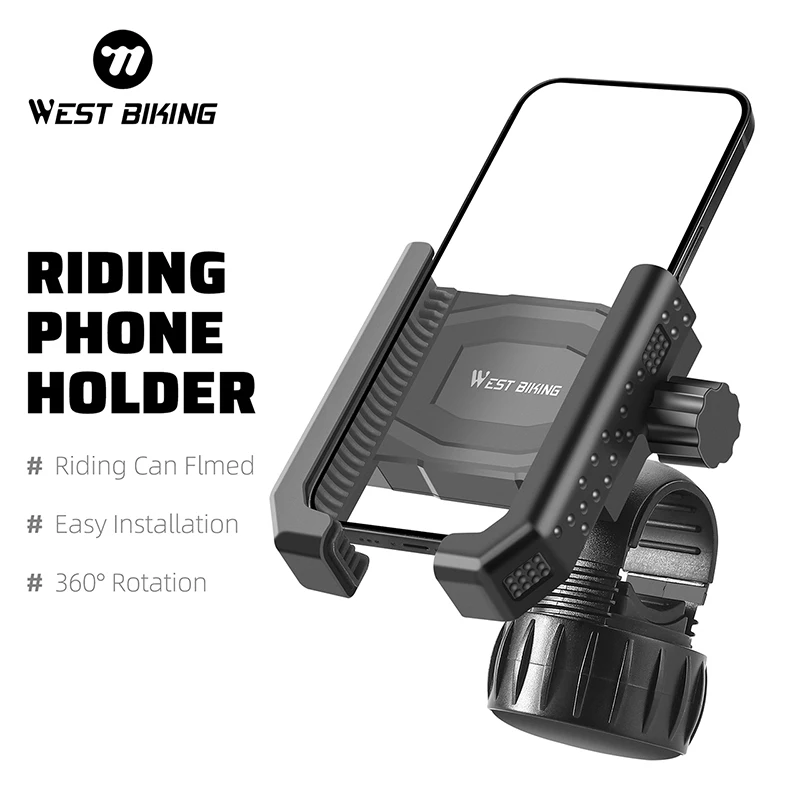 WEST BIKING Bike Mobile Phone Holder 360° Rotatable Convenient Phone Bracket Anti-Seismic Anti-shake Motorcycle Stand Bracket