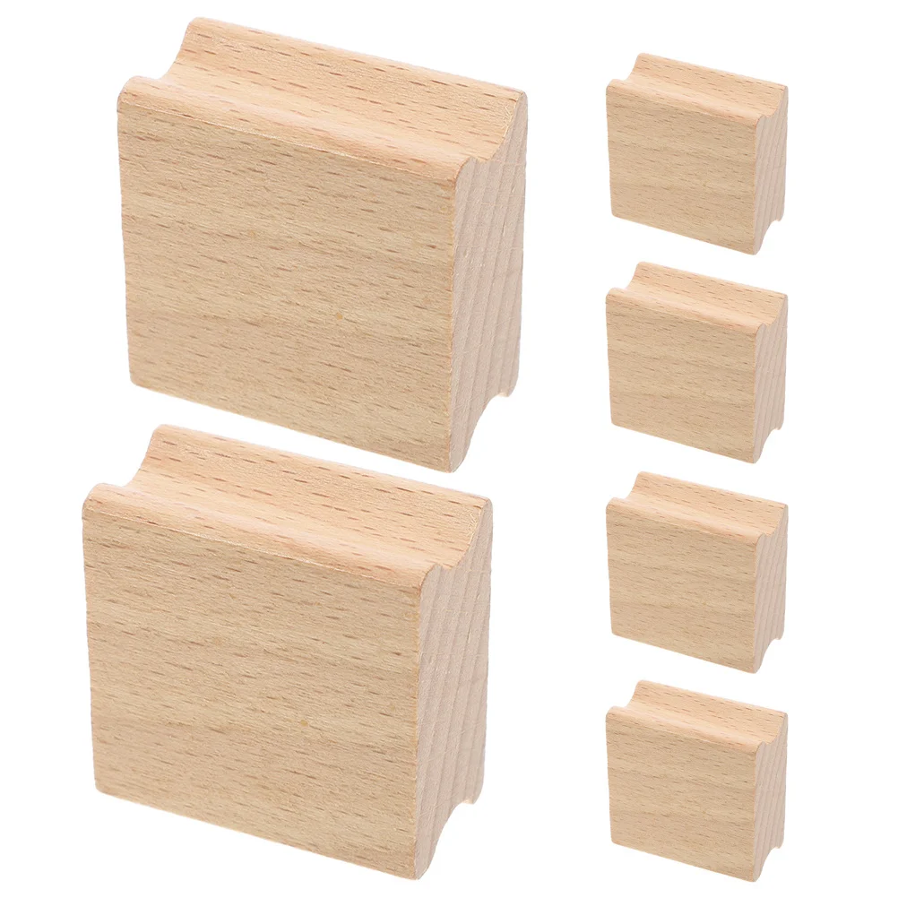 

6Pcs Wood Stamp Beech Blank Groove for DIY Crafting Carving Stamp Supplies Wooden Square Stamper Blank Wood Stamper