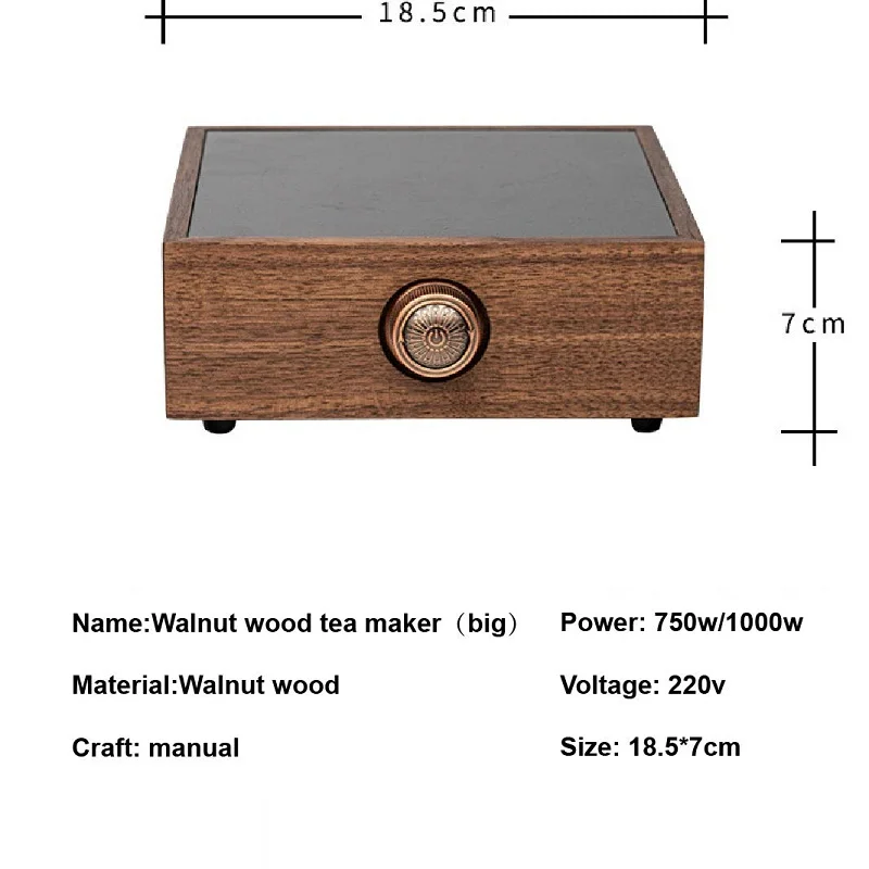 1000W Elektrisch Keramisch Fornuis Theemaker Walnoothout Theemaker Verwarming Oven Elektrisch Theeservies Verstelbare Temperatuur Verwarming 220V