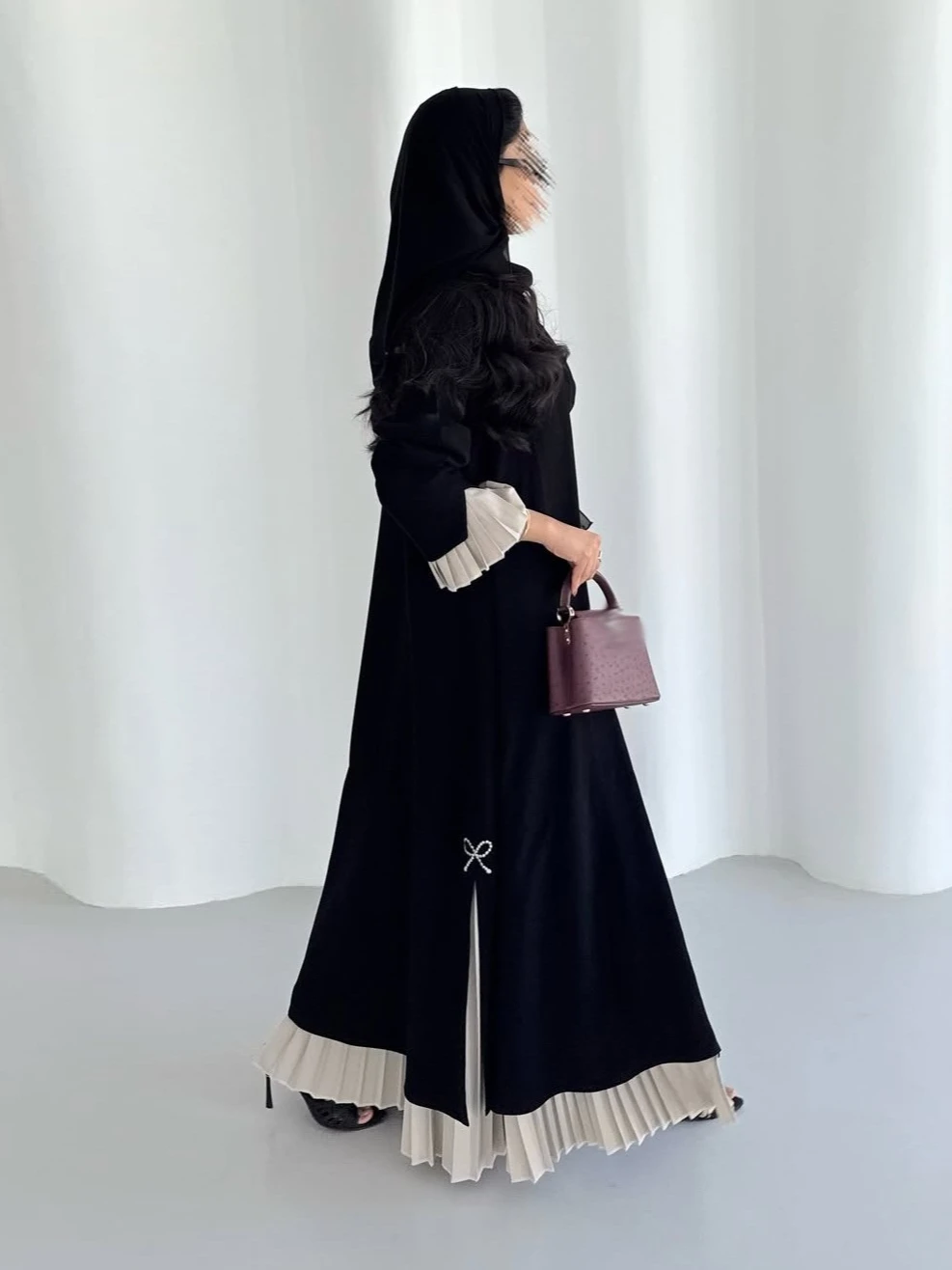 Eid Frauen Plissee Abaya Patchwork Strickjacke Plissee Muslimischen Ramadan Dubai Vestidos Largos Islam Arabischen Lange Robe Marokko Kaftan