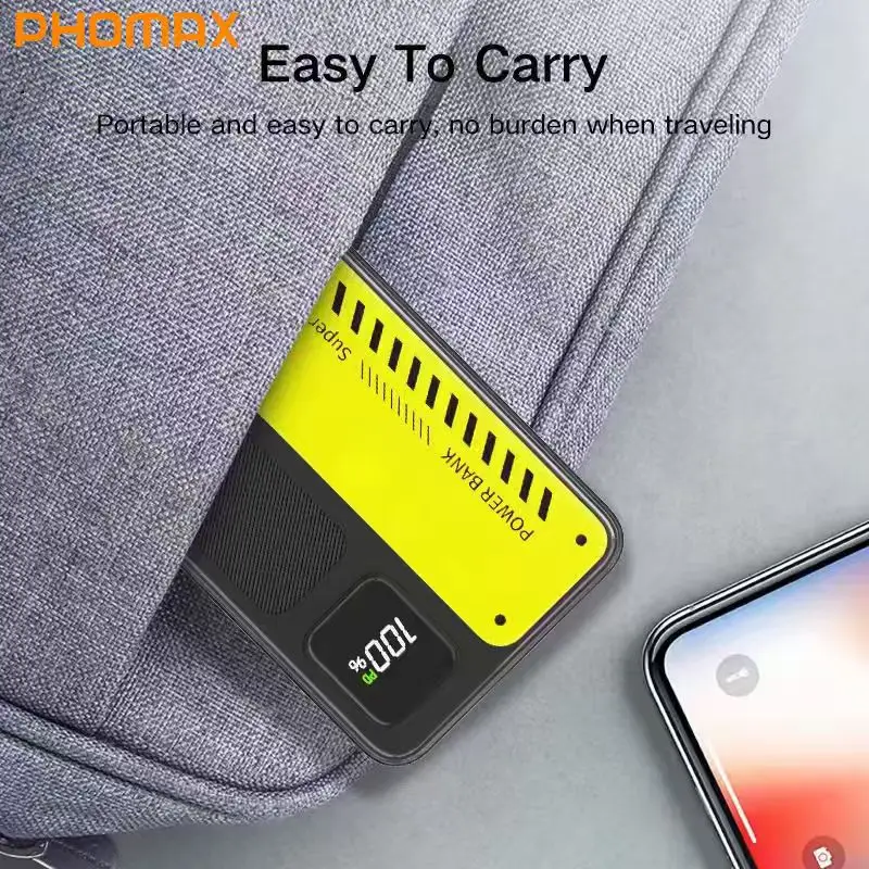 

PHOMAX Wholesale High-Capacity 20000mAh Li-Polymer Battery Digital Display Power Bank Type-C USB Portable 22.5W Fast Charging