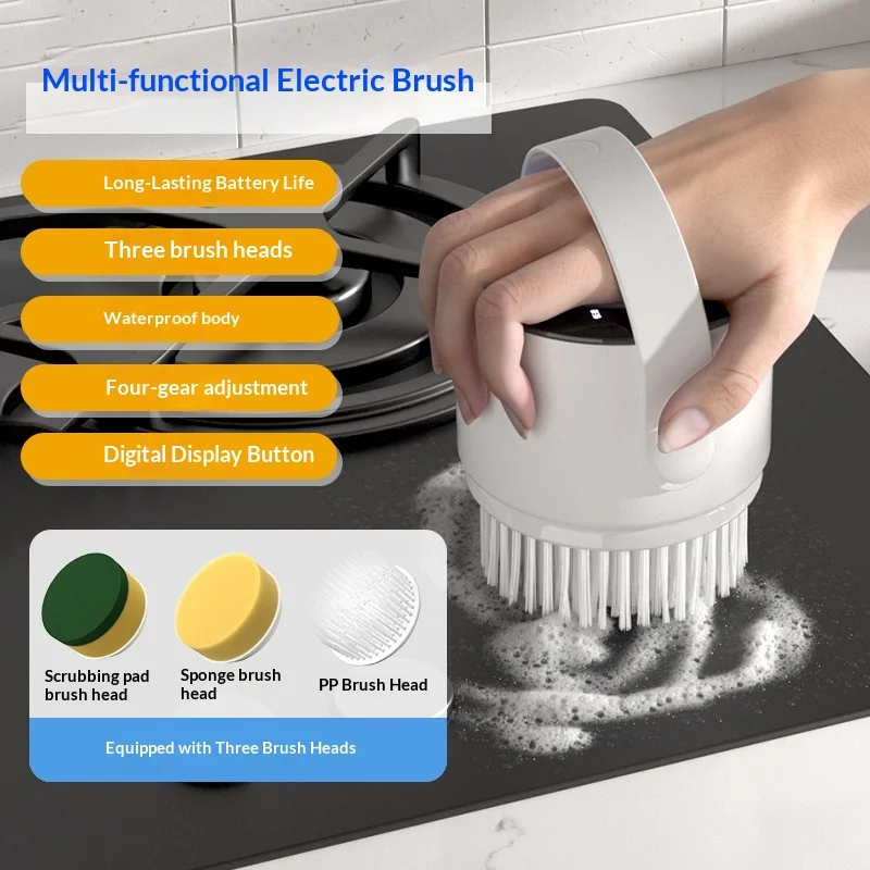 Cordless Multifunctional Handheld Electric Cleaning Brush Wireless Scrubber for Kitchen Bathroom Household Use