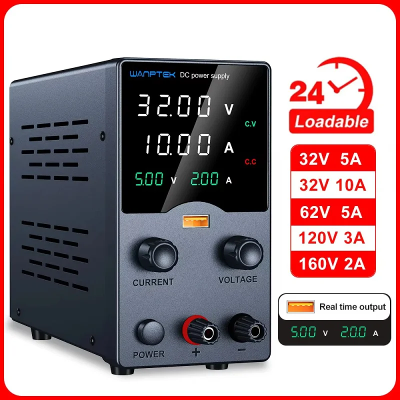 

Lab Power Supply 30V -120V Supplies Voltage DC Adjustable Regulated Switching USB Display Regulator Metal anodizing