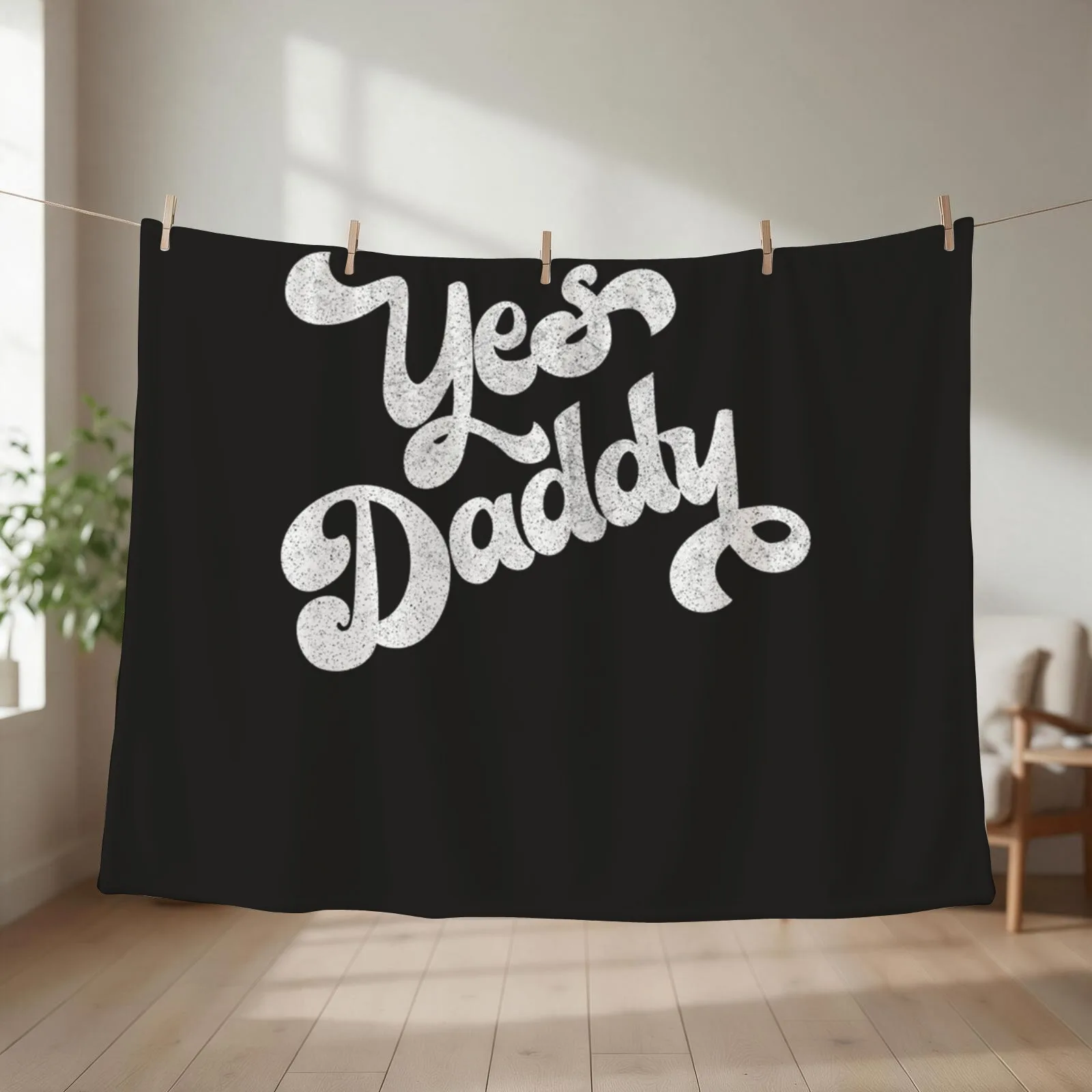 Yes Daddy Retro Typography Design Throw Blanket couch cozy soft plush fuzzy picnic outdoor blanket
