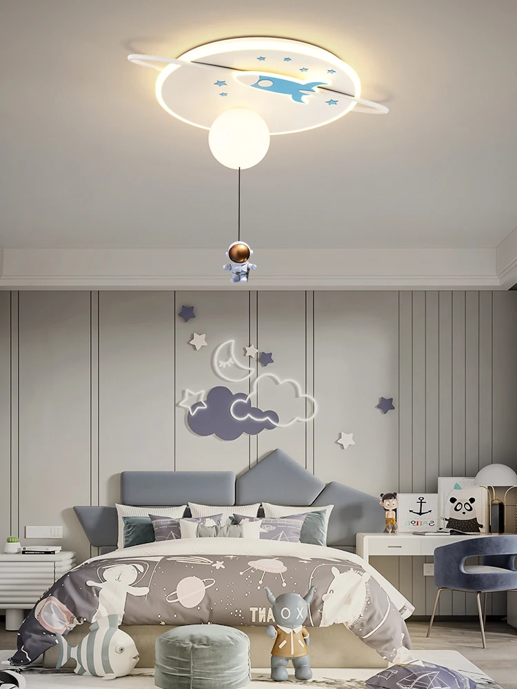 

Children's room lamp, ceiling mounted bedroom lamp, space astronaut star lamp, male and female white clouds,cartoon bedroom lamp