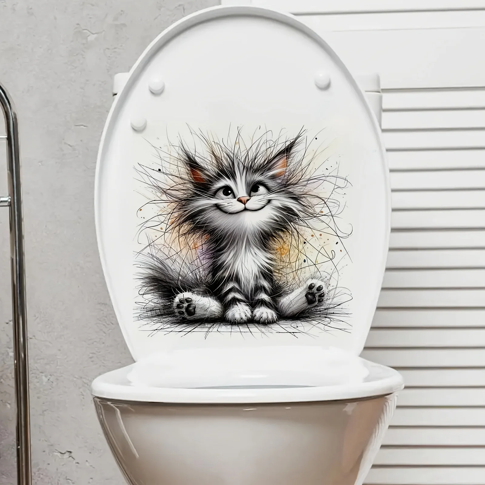 Cute  Cartoon Fluffy Cat Decal Self-Adhesive Sticker for Window Wall Metal Glass Ceramic Surface Glossy Finish B74
