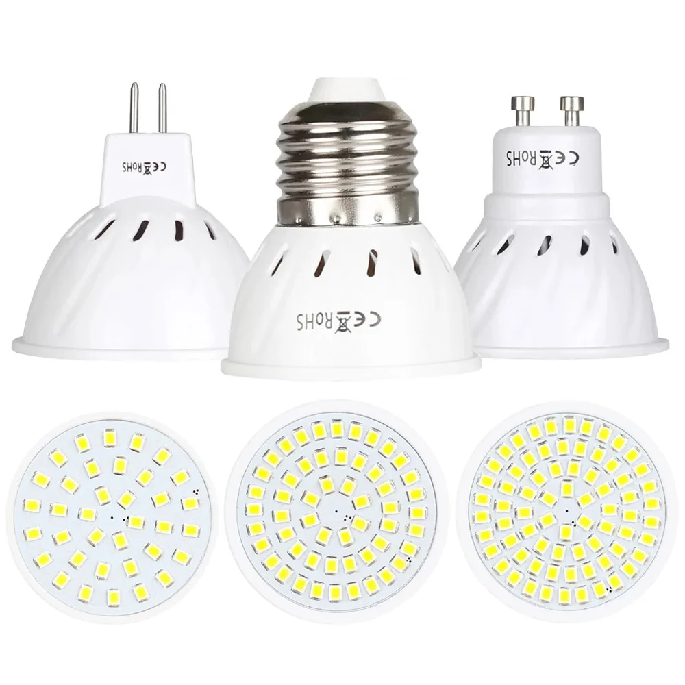 Imagem -06 - Lâmpada Led Branca Neutra Quente Holofotes Lâmpada para Casa Gu10 Mr16 E27 4w 6w 8w 2835smd 1224v 110v 220v 10 Peças por o Grupo