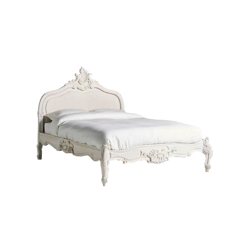

French retro solid wood bed Nordic master bedroom art creativity 1.5m 1.8m white carved double bed
