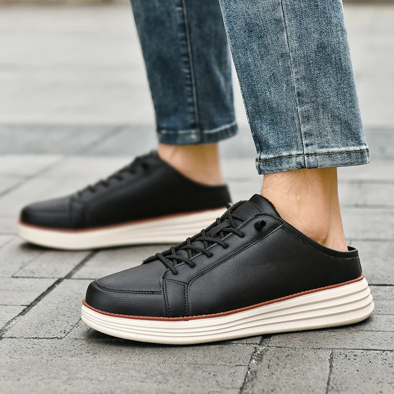 

Men's Leather Microfiber Casual Shoes Warm Cotton Autumn Winter Fashionable Outdoor Comfortable Footwear