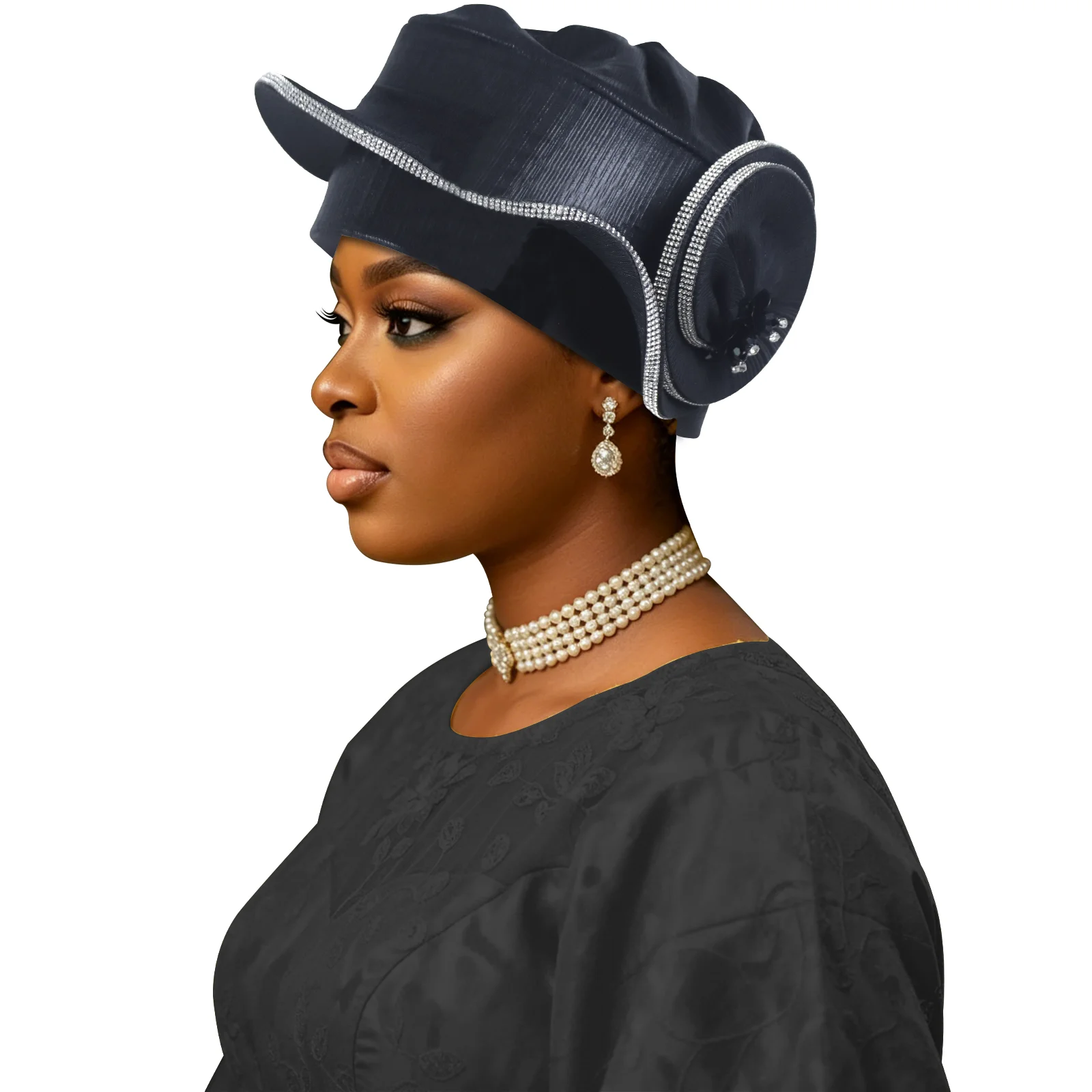 Turbante de lujo con diamantes de imitación en espiral para mujer, pañuelo africano, Auto Gele, turbantes femeninos, accesorio para la cabeza Gele para bodas nigerianas