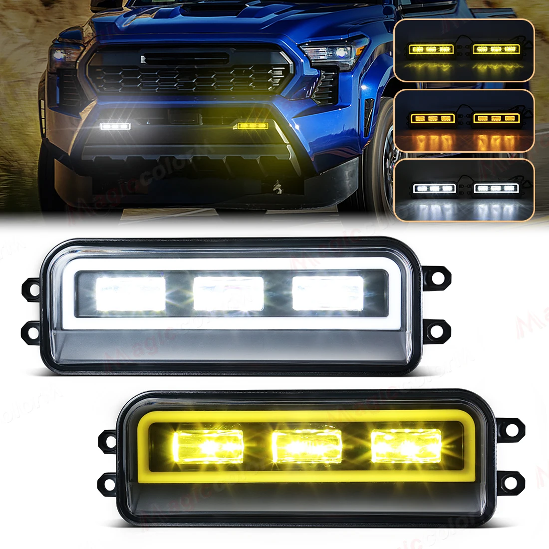 

2in1 LED Fog Lamps DRL For Toyota Tacoma Tundra 2024 2025 / Sequoia 2023 / Tundra 2022 / 4 Runner 2025 Daytime Running Lights