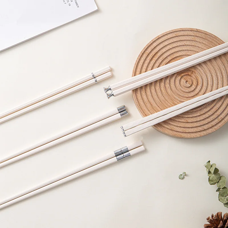 New White Alloy Chopsticks for Household High Temperature and Mildew Resistant Simple Chopsticks Special Anti slip Chopsticks