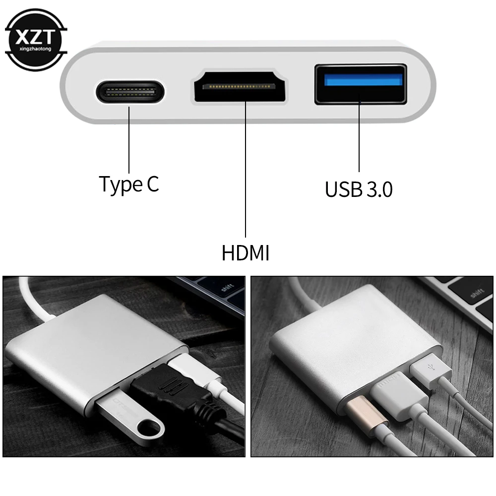 MacBook Pro用マルチポートアダプター,USB 3.1タイプCからHDMI,USB 3.0,ハブ,ドックケーブル,新品