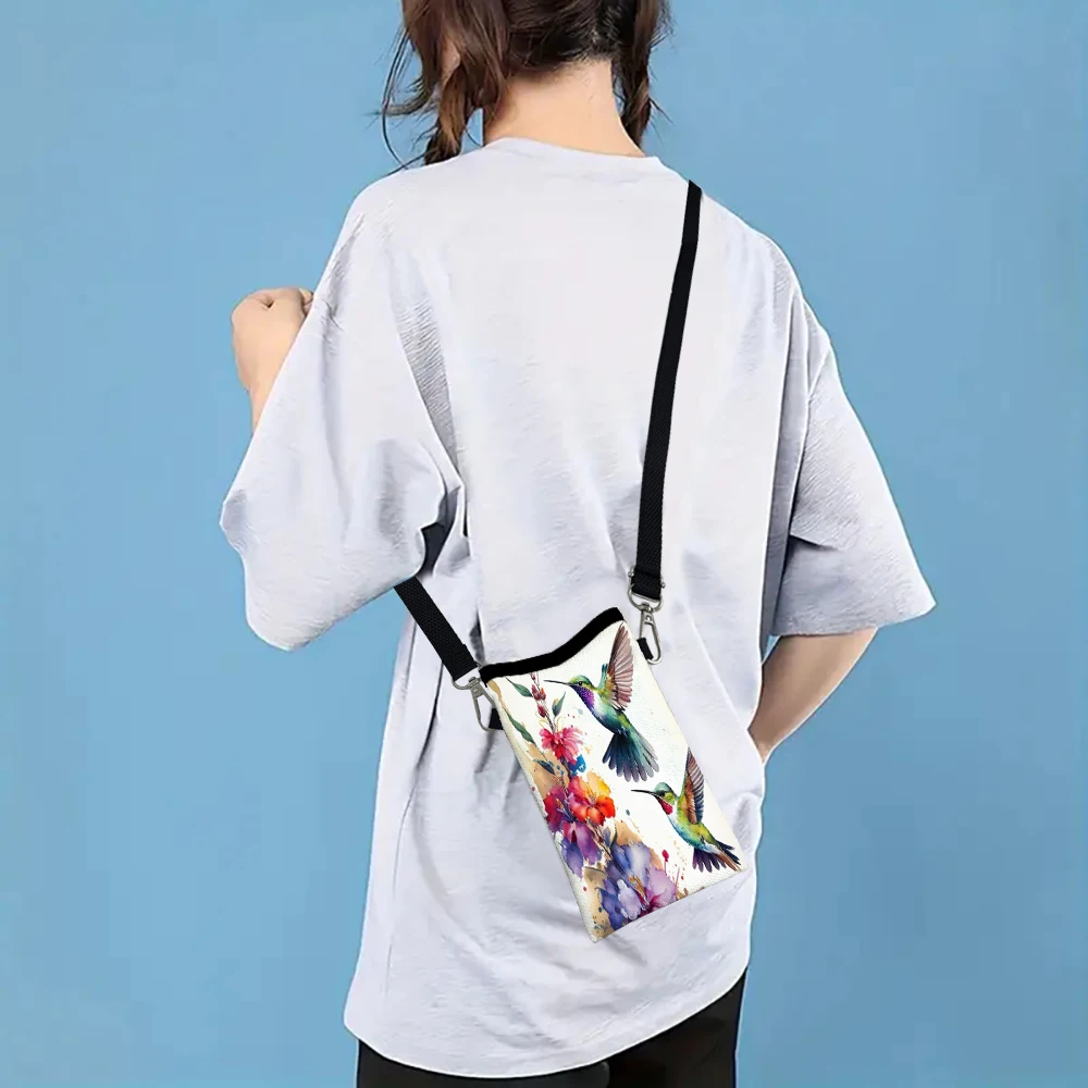 

Ink Painting Realistic Bird Flowers Fashion Mobile Phone Bag Multifunctional Crossbody PhoneBag Adjustable Strap ShoulderBag1.20