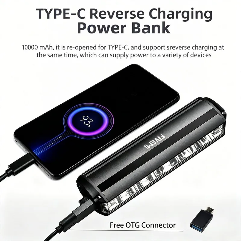 FIVEMI Bicycle Light Front 10000mAh Bike Light Power Bank Waterproof Flashlight USB Charging MTB Road Cycling Lamp Accessories gallery 3