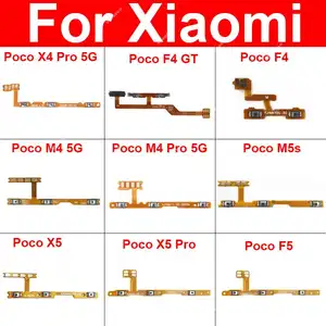 Bilashmart Xiaomi Poco X4 X5 M4 Pro 5G GT F4 GT Poco M5 M5s Poco F5 Pro Power Volume Side Button Flex Cable Ribbon Replacement Parts