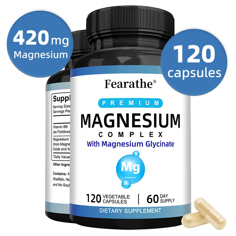مجمع المغنيسيوم، جليسينات المغنيسيوم مع فيتامين ب6 لامتصاص سريع - النوم والعضلات والاسترخاء والتعافي