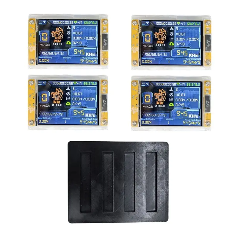 

N35R-Upgraded Bitcoin Crypto Solo Miner 4X950KH/S Nmminer Nerdminer 2.8" Smart Display With 4-Slot Bracket