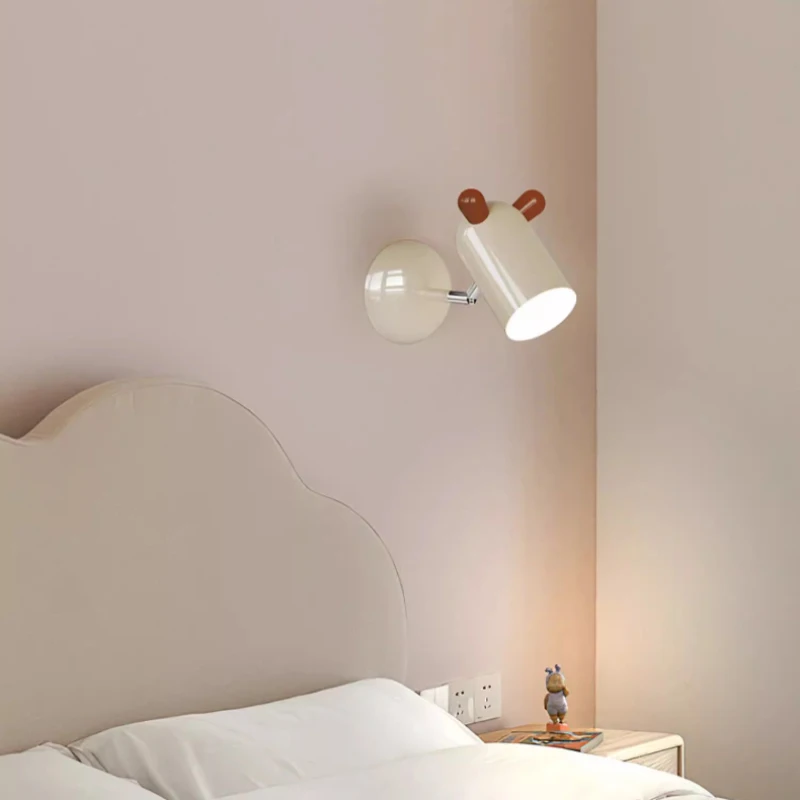 Lámparas de pared para habitación de niños, Color crema, cachorro rosa, lindo, cálido, habitación de bebé, habitación de princesa, dormitorio de niño y niña, luces de pared de cabecera