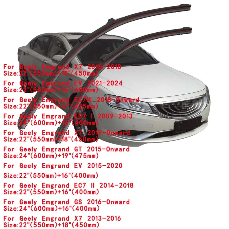 

For Geely Emgrand GT GS EC7 X7 EV 2009-2024 Car Windshield Wiper Blade Front Windscreen Brushes Washer Accessories Cleaning
