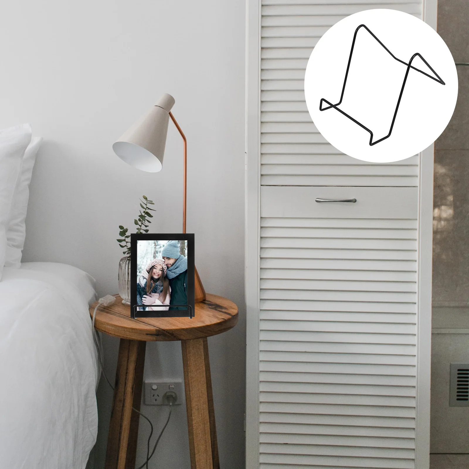 

Iron Book Display Holder Easel Photo Frame Stand Tabletop Organizer Simple Decorative Rack Kitchen Plate Support 2Pcs