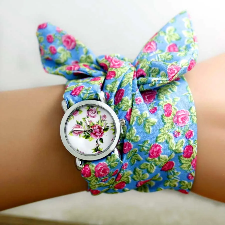 Shsby  New Design Ladies Flower Cloth Wristwatch Fashion Women Dress Watches High Quality Fabric Watch Sweet Girls Watch Gift