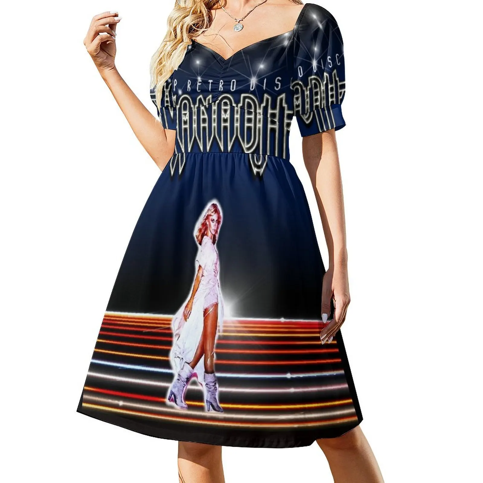 Olivia Newton-John - Xanadu - Designed by PopRetroDisco Short Sleeved Dress party dresses women Dress