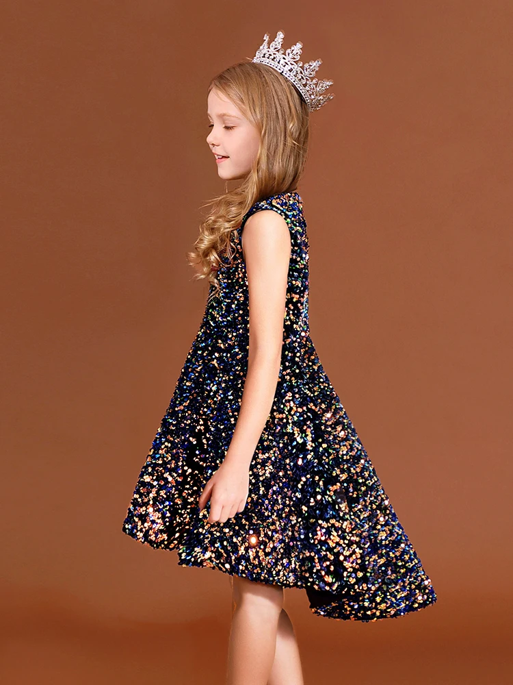 YZYmanualroom Girl flower girl dress sequin cake dress princess dress junior bridesmaid dress