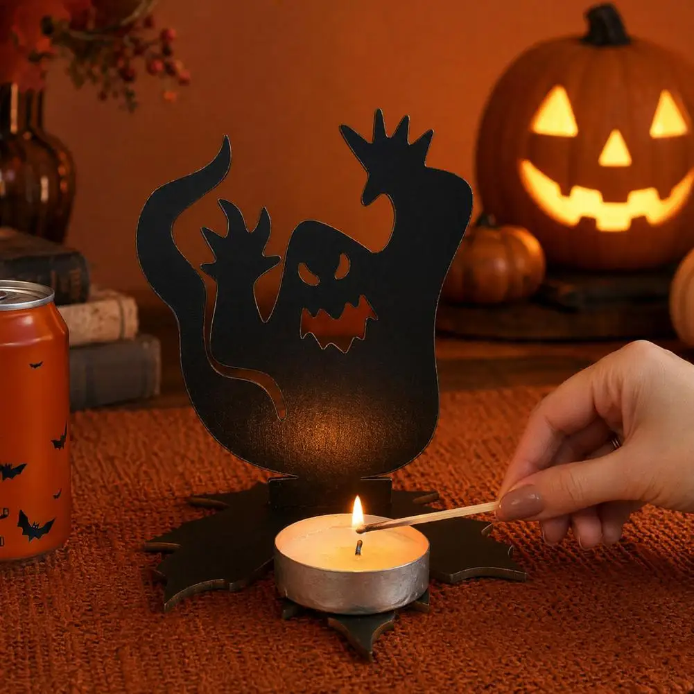 Halloween Candle Holder Maple Leaf Tea Light Base Halloween Ghost Candle Holder Solid Wood Tea Light Stand Maple Leaf Base