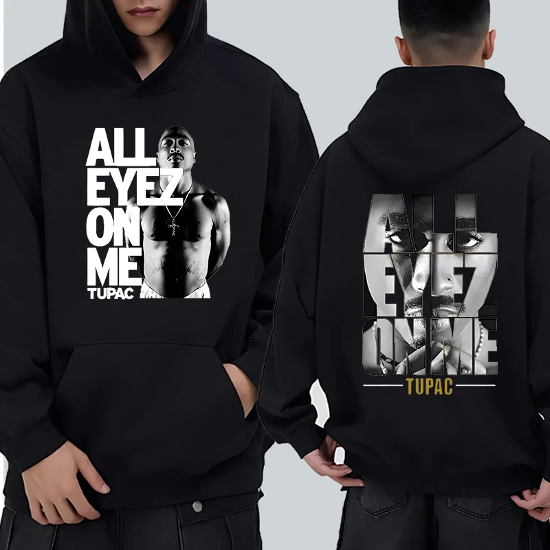 

Hot Rapper Tupac 2pac Shakur All Eyez on Me Graphics printed Hoodie Men women vintage hip hop streetwear Unisex Fleece pullover