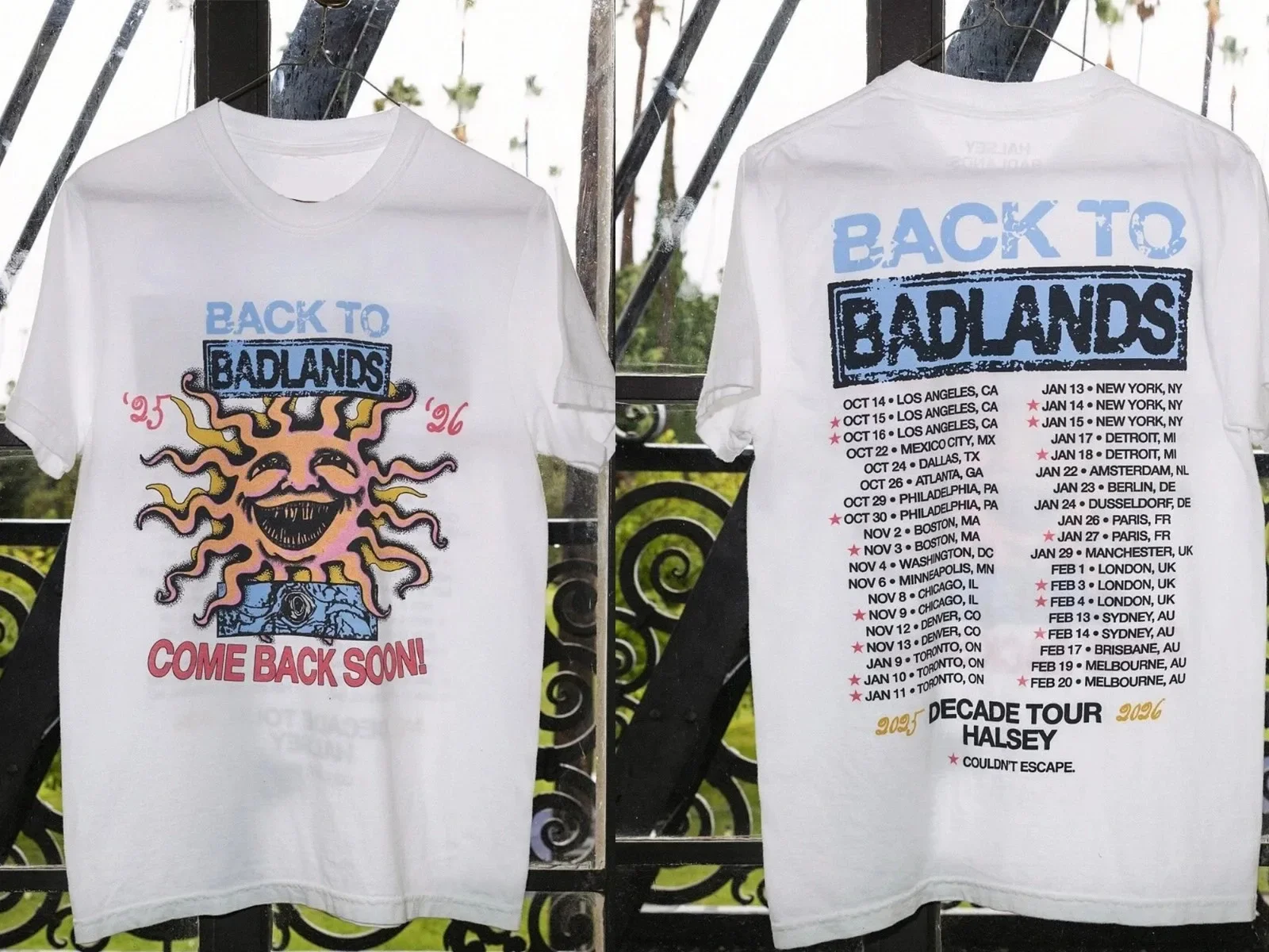 NEW!!! Halsey Back To Badlands Merch Decade Tour 2025 2026 T-Shirt