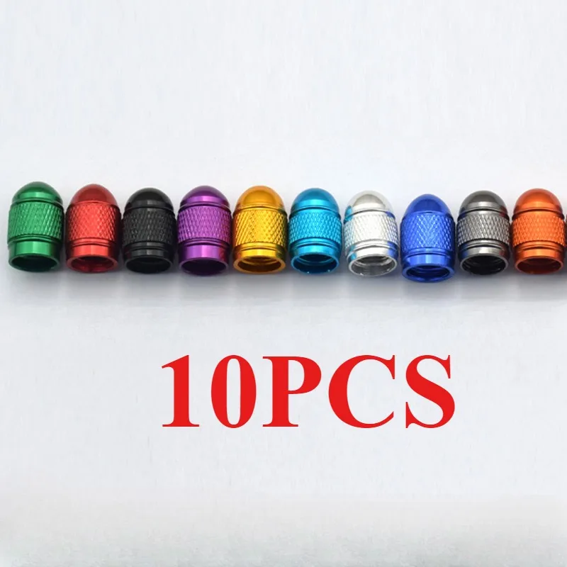 10pcs Bullet Automotive Valve Dust Caps Colourful Tire Rim Rod Stems Wheels Tires Aluminum Alloy Thread Truck Intake Cover Parts