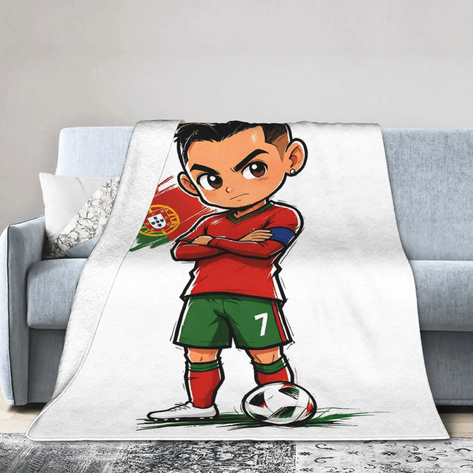 The Legend Portugal Soccer Football Flannel Blanket  Creative Throw Blankets for Home Hotel Sofa  150*125cm Plush Thin Quilt